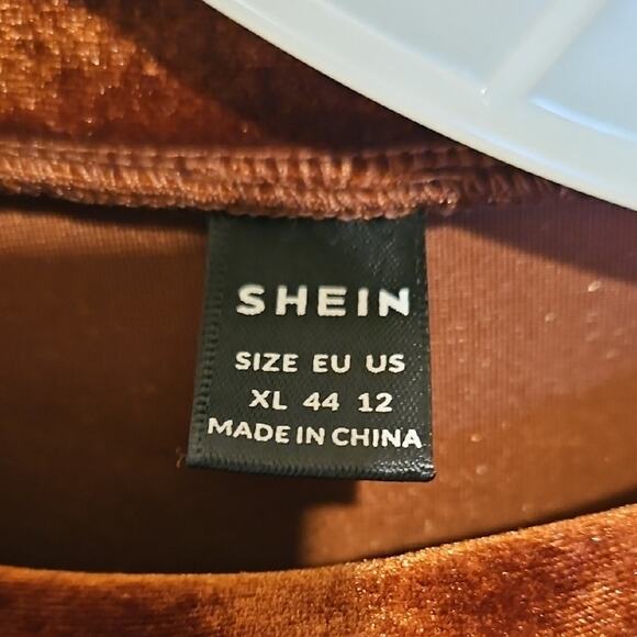 SHEIN Brown Long Sleeve Asymmetrical Ruched Bodycon Dress - Picture 2 of 3